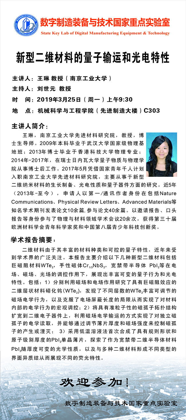 新型二维材料的量子输运和光电特性